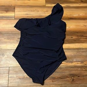 XXL navy blue one shoulder swimsuit